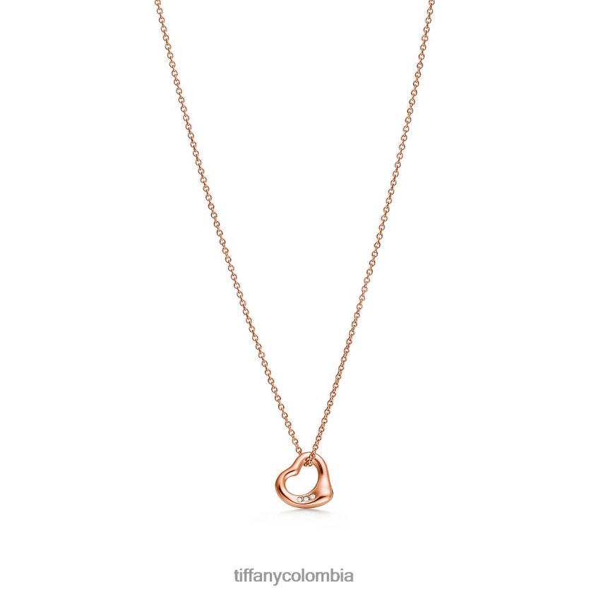 Tiffany colgante de corazón abierto en oro rosa de 18k con diamantes unisexo 2J40B8245 joyas