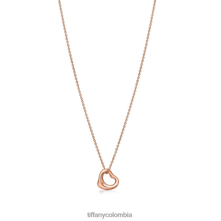 Tiffany colgante de corazón abierto en oro rosa de 18k con diamantes unisexo 2J40B8245 joyas