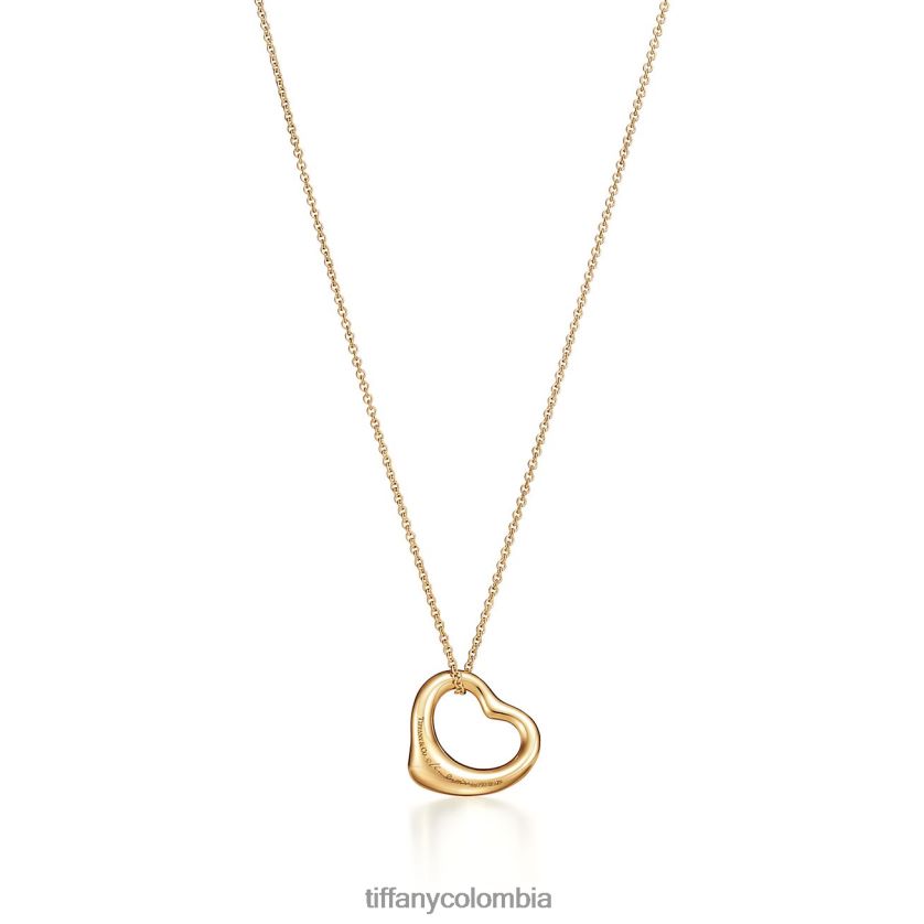 Tiffany colgante de corazón abierto unisexo 2J40B8259 joyas en oro amarillo con esmeraldas, 16 mm