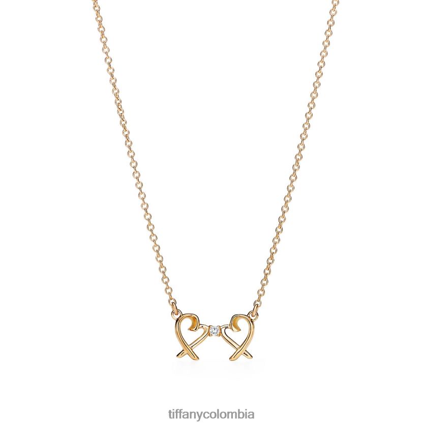 Tiffany colgante de doble corazón amoroso unisexo 2J40B8169 joyas