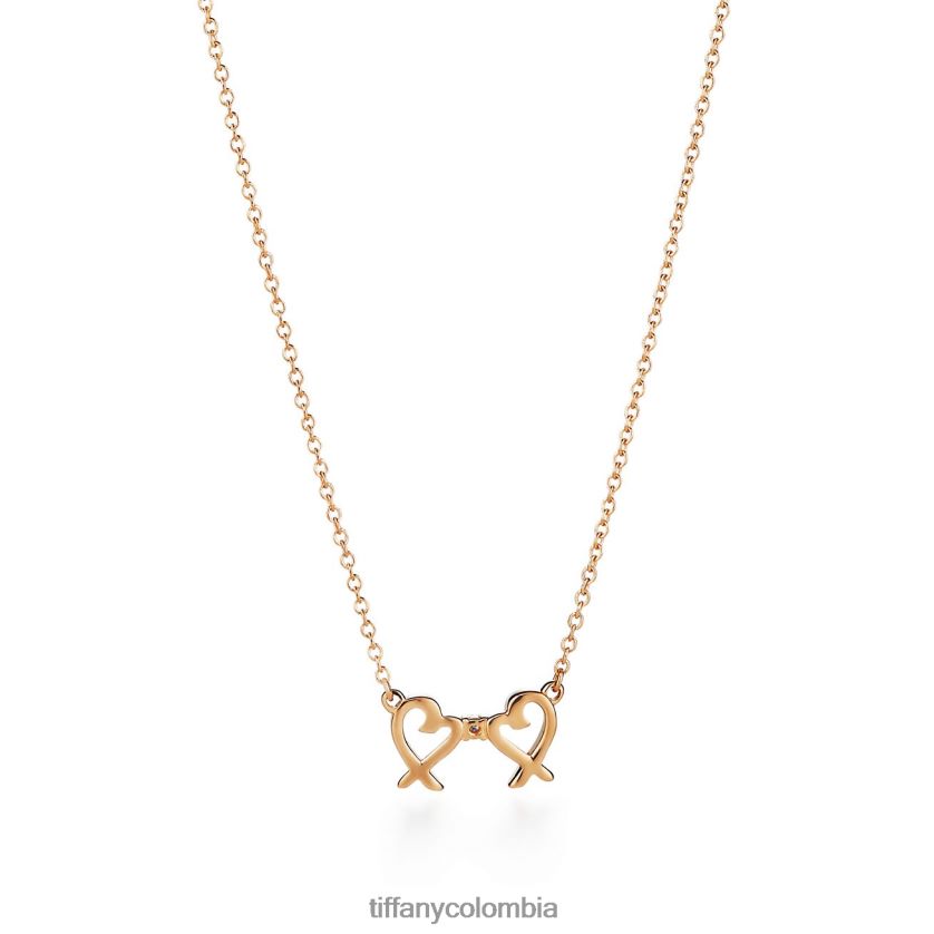 Tiffany colgante de doble corazón amoroso unisexo 2J40B8169 joyas