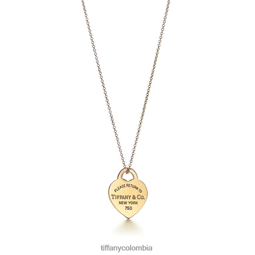 Tiffany colgante de etiqueta de corazón unisexo 2J40B8331 joyas en oro amarillo