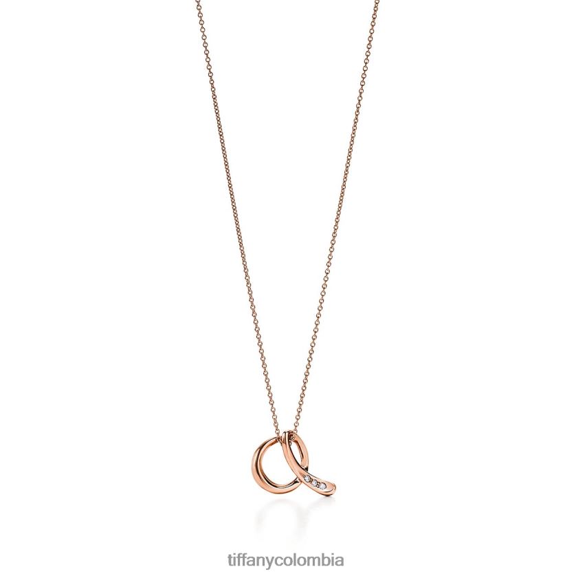 Tiffany colgante de la letra "a" unisexo 2J40B8353 joyas en oro rosa de 18k con diamantes