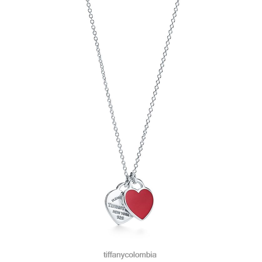 Tiffany colgante rojo con etiqueta de doble corazón unisexo 2J40B8435 joyas en plata, mini - Haga un click en la imagen para cerrar