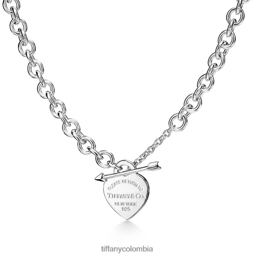 Tiffany collar con etiqueta de corazón enamorado unisexo 2J40B837 joyas en plata, mediano