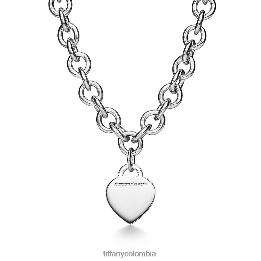 Tiffany collar con etiqueta de corazón unisexo 2J40B8137 joyas en plata con un diamante, mediano