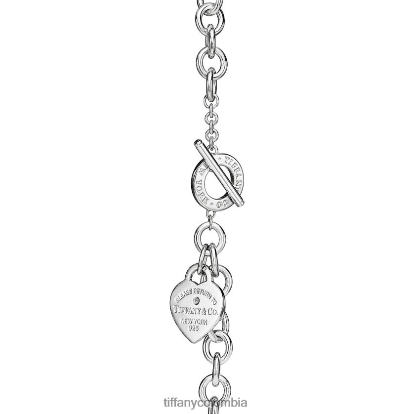 Tiffany collar con etiqueta de corazón unisexo 2J40B891 joyas en plata con un diamante, mediano