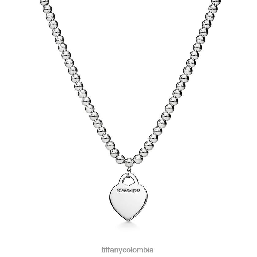 Tiffany collar de cuentas con etiqueta de corazón unisexo 2J40B8188 joyas en plata con un diamante, pequeño