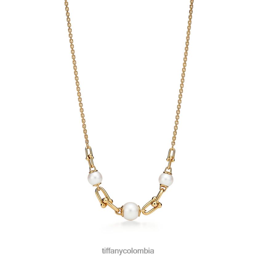 Tiffany collar de enlace unisexo 2J40B8413 joyas en oro amarillo con perlas de agua dulce