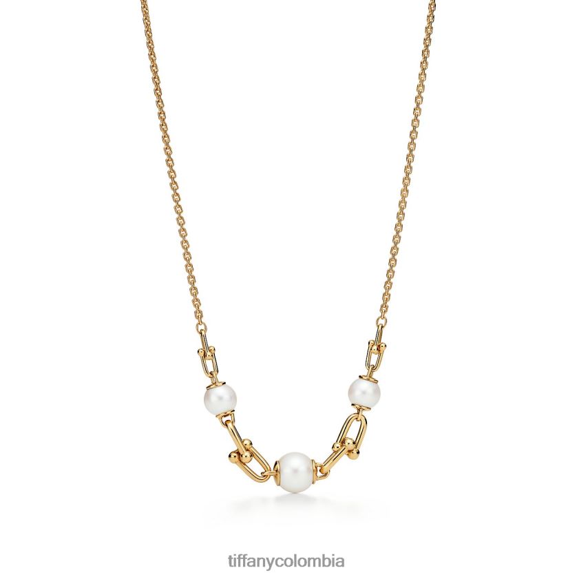 Tiffany collar de enlace unisexo 2J40B8413 joyas en oro amarillo con perlas de agua dulce