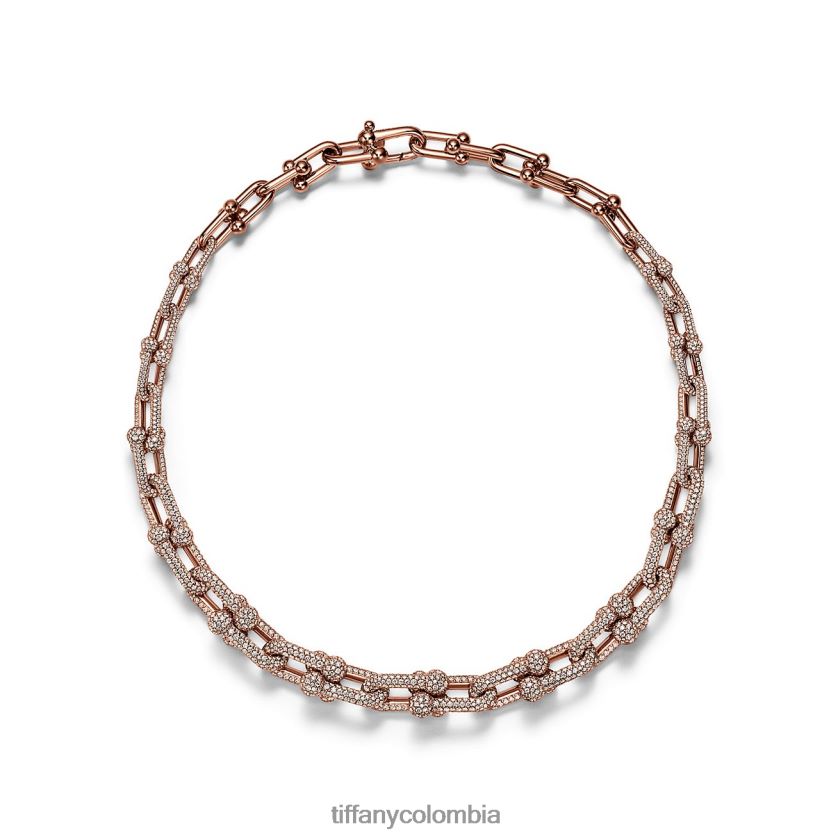 Tiffany collar de eslabones graduados unisexo 2J40B8165 joyas en oro rosa con pavé de diamantes