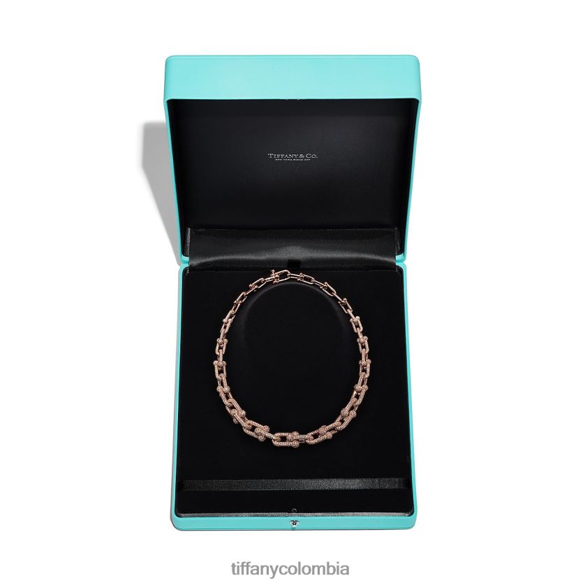 Tiffany collar de eslabones graduados unisexo 2J40B8165 joyas en oro rosa con pavé de diamantes