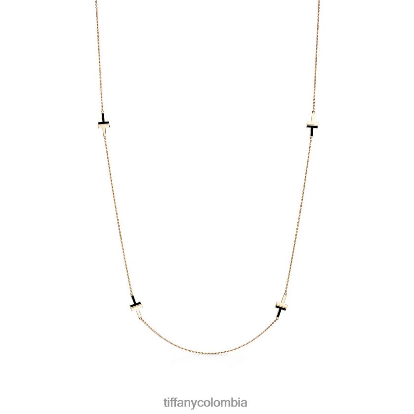 Tiffany collar de estación de ónix negro unisexo 2J40B8437 joyas en oro de 18k, 34"