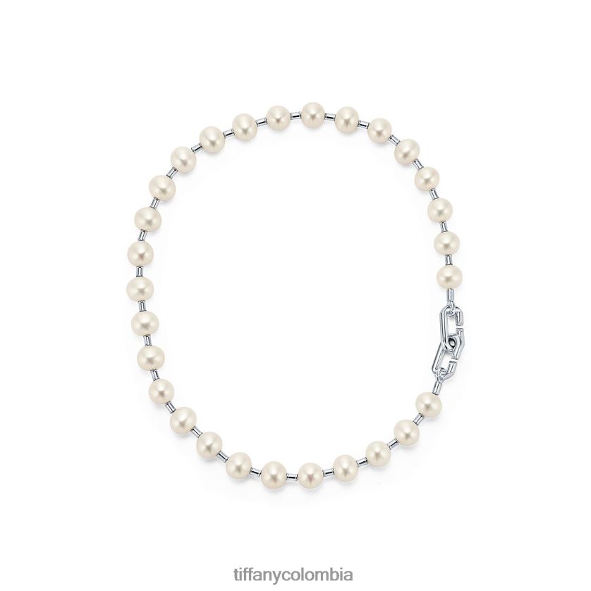 Tiffany collar de perlas de agua dulce en plata de ley, 16" unisexo 2J40B860 joyas