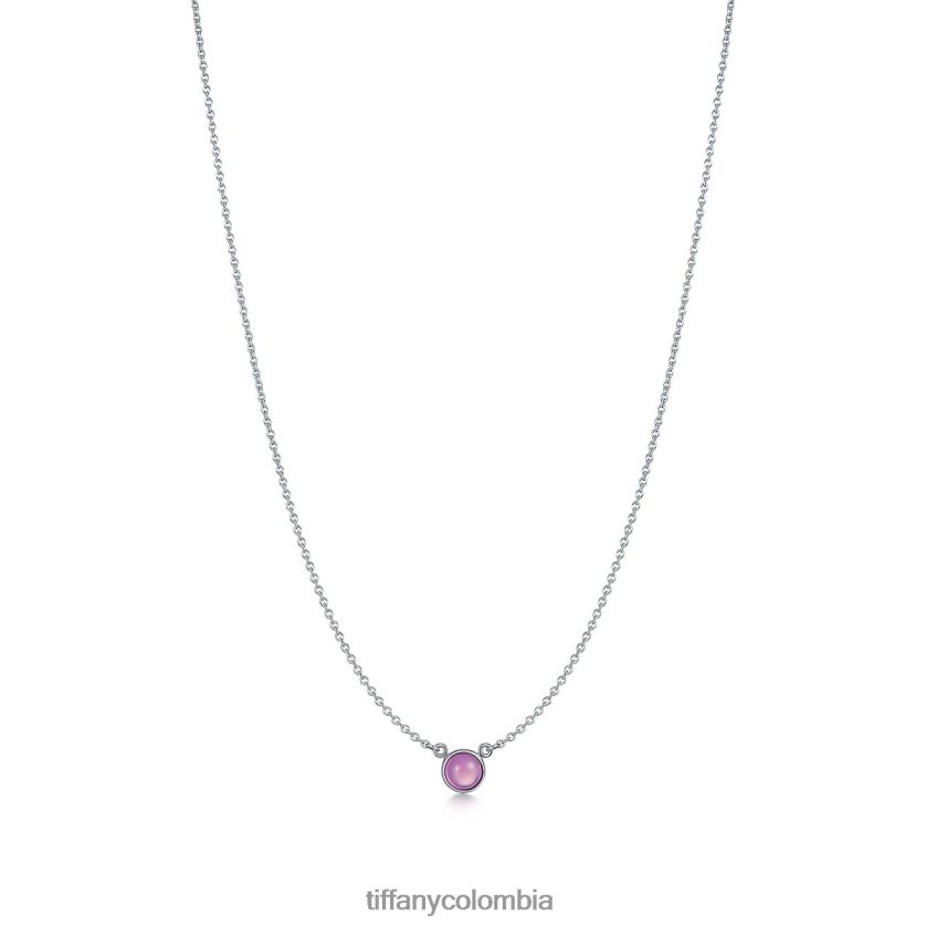 Tiffany color cortado a tamaño colgante de cabujón de calcedonia púrpura unisexo 2J40B8503 joyas en plata