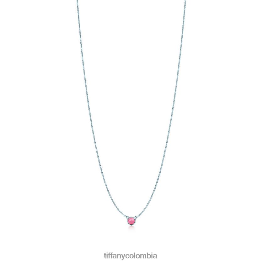 Tiffany color cortado a tamaño colgante de cabujón de rodonita unisexo 2J40B8505 joyas en plata