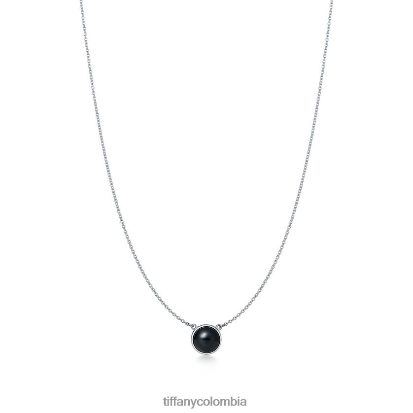 Tiffany color cortado a tamaño colgante de jade negro unisexo 2J40B8501 joyas en plata