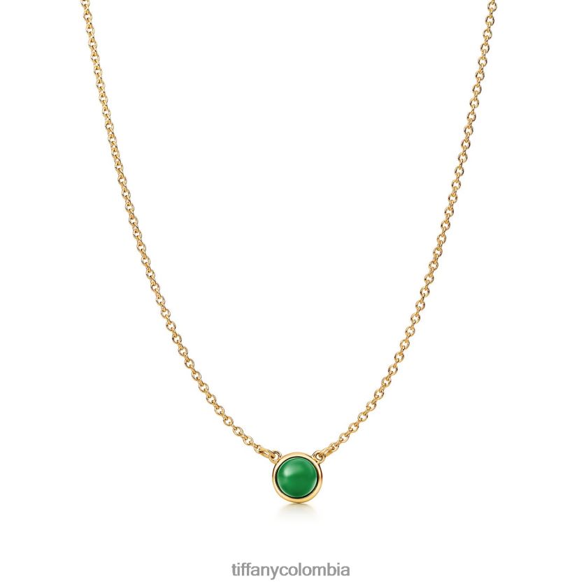 Tiffany color cortado a tamaño colgante de jade verde unisexo 2J40B8507 joyas en oro amarillo