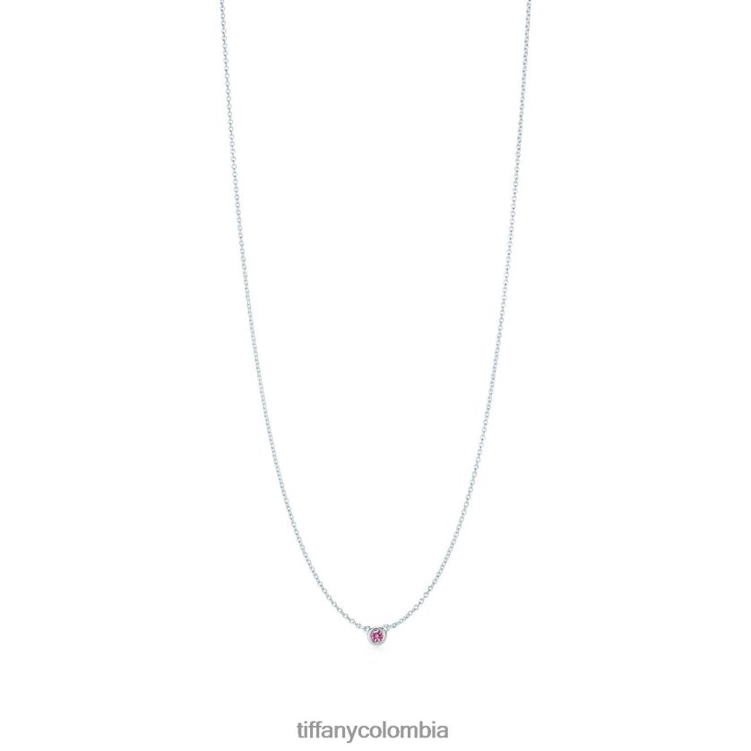 Tiffany color cortado a tamaño colgante de zafiro rosa unisexo 2J40B8488 joyas en plata