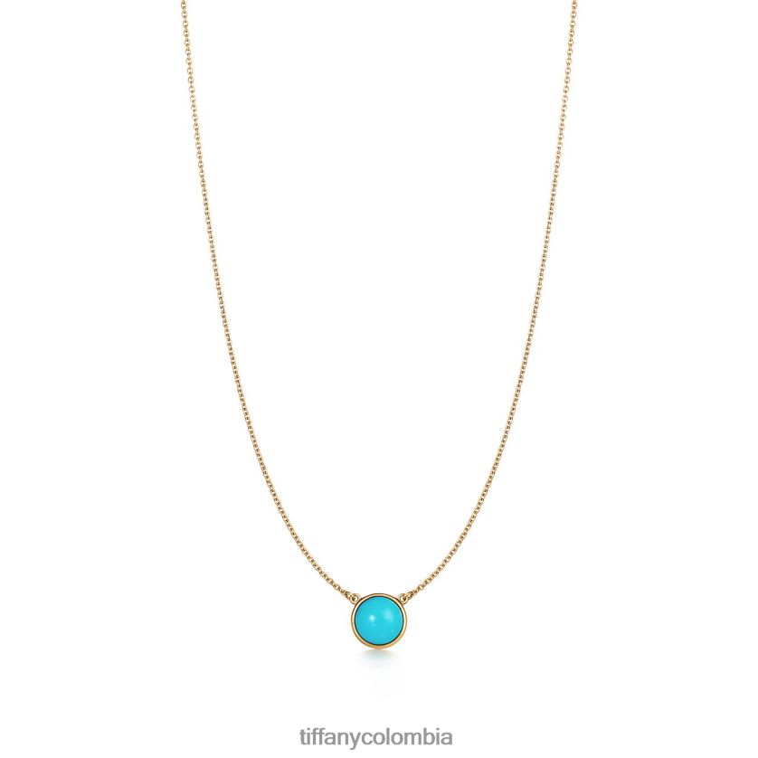 Tiffany color cortado a tamaño colgante turquesa unisexo 2J40B8515 joyas en oro amarillo