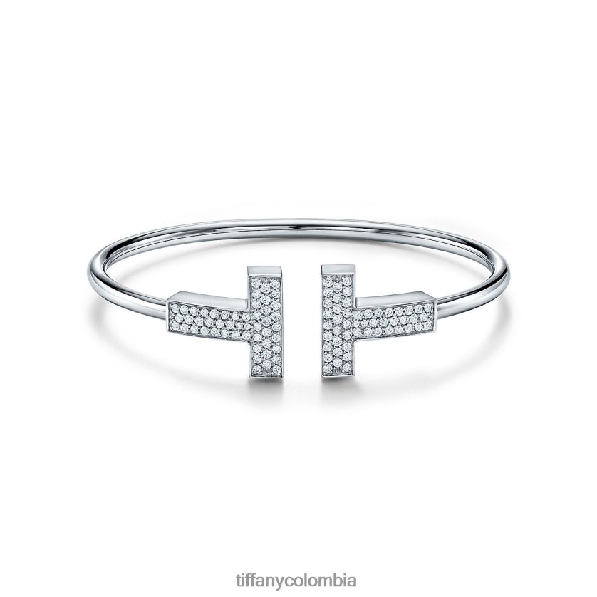 Tiffany pulsera ancha de alambre con diamantes unisexo 2J40B81209 joyas