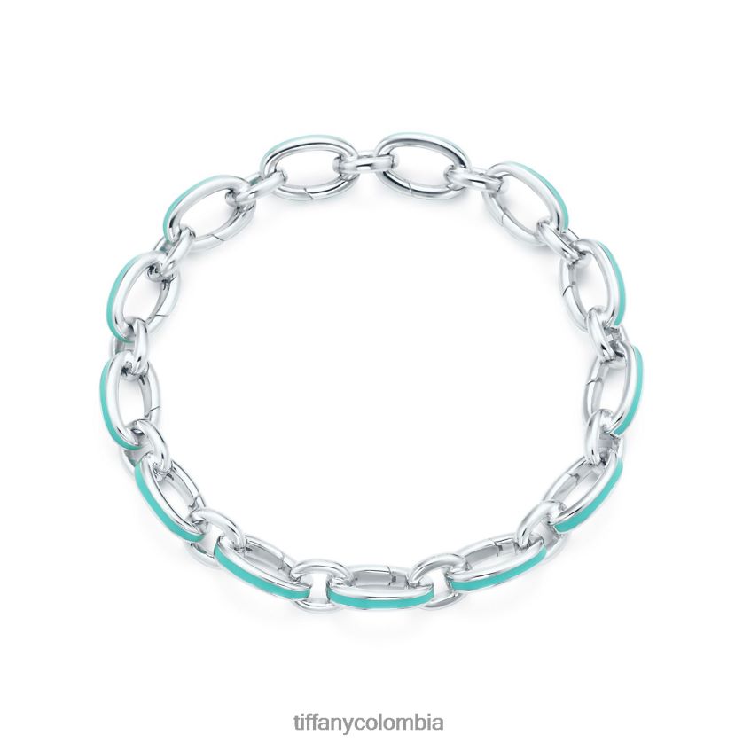 Tiffany pulsera de eslabones con cierre azul unisexo 2J40B81391 joyas