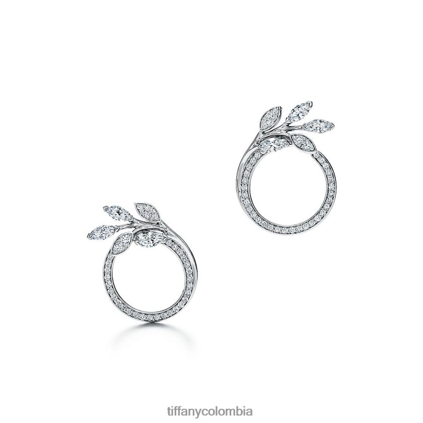 Tiffany Pendientes circulares de diamantes en platino unisexo 2J40B8735 joyas