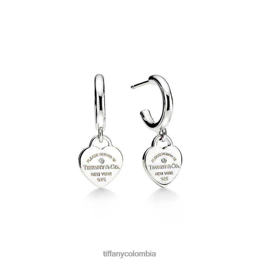 Tiffany aretes de aro unisexo 2J40B8727 joyas en plata de primera ley con diamantes, mini