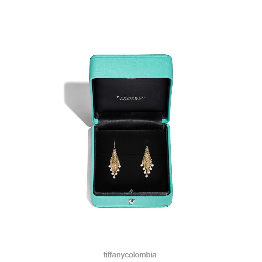 Tiffany pendientes con flecos de malla unisexo 2J40B8954 joyas