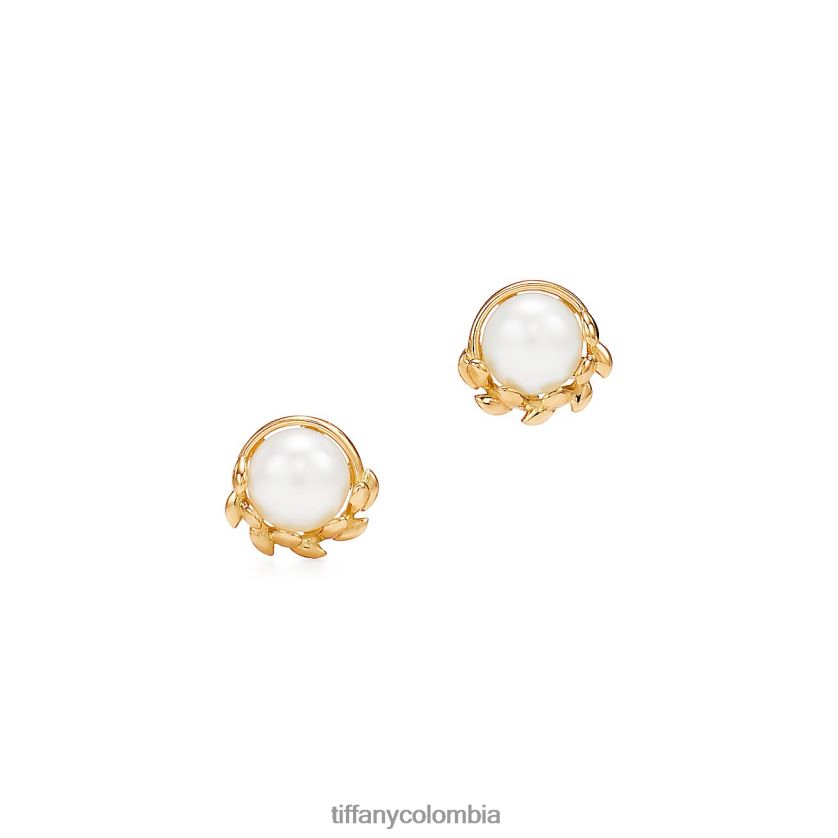 Tiffany pendientes de hoja de olivo unisexo 2J40B8707 joyas