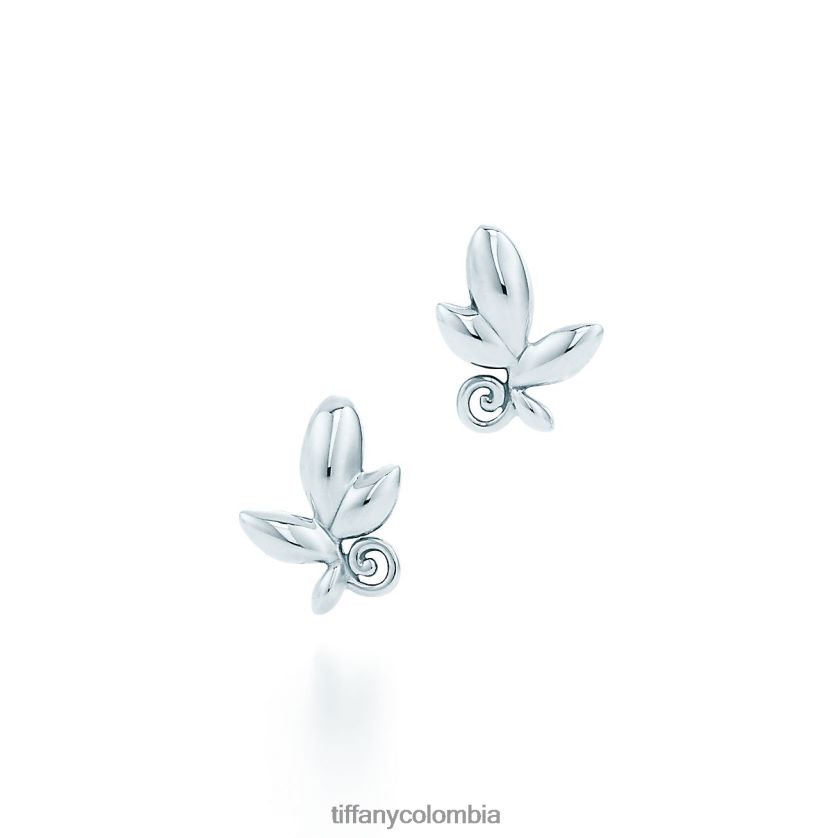 Tiffany pendientes de hoja de olivo unisexo 2J40B8796 joyas