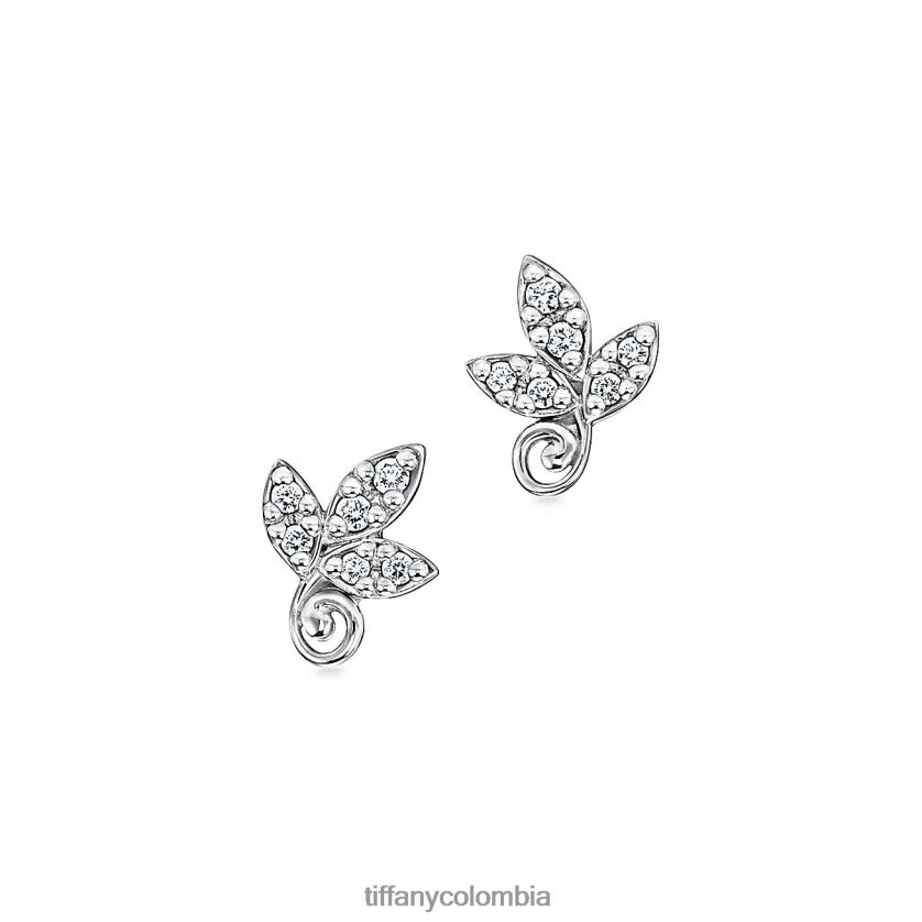 Tiffany pendientes de hoja de olivo unisexo 2J40B8833 joyas