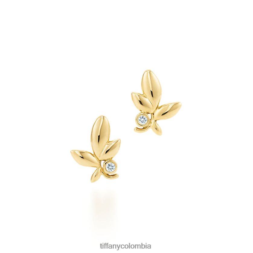 Tiffany pendientes de hoja de olivo unisexo 2J40B8896 joyas